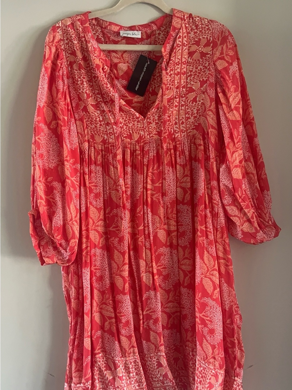 South Moon Under Coral and Cream Floral Tunic Dress